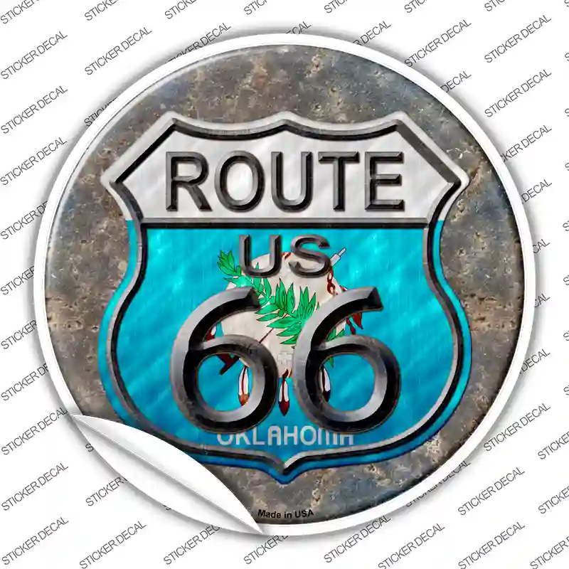 Oklahoma Route 66 Novelty Circle Sticker Decal
