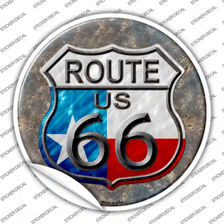 Texas Route 66 Novelty Circle Sticker Decal