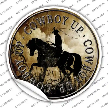 Cowboy Up Novelty Circle Sticker Decal