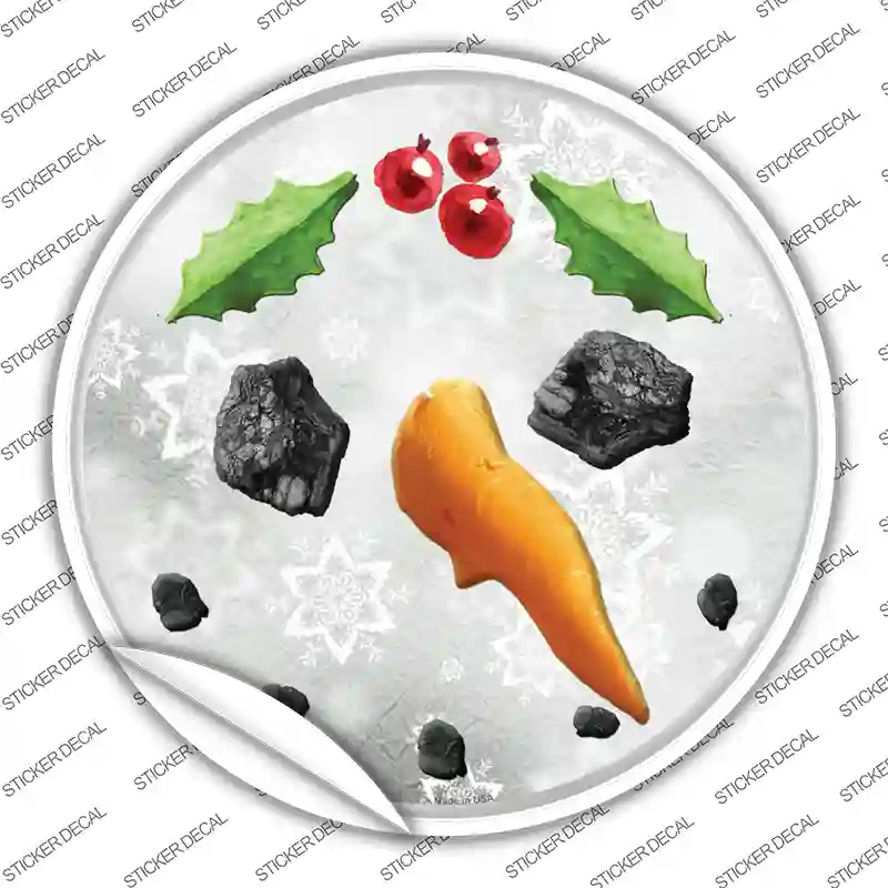 Snowman Face Novelty Circle Sticker Decal