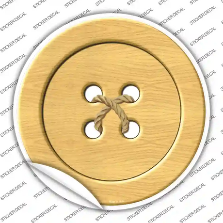 Wooden Button Novelty Circle Sticker Decal