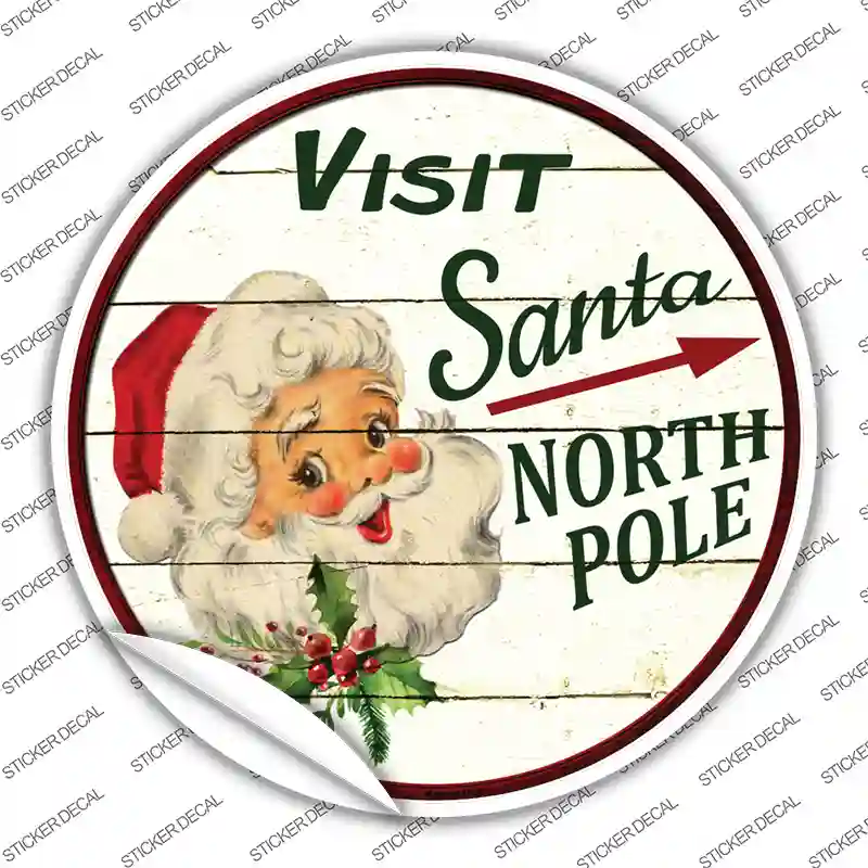 Visit Santa Novelty Circle Sticker Decal