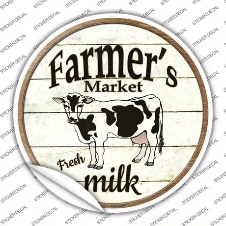 Farmers Market Milk Novelty Circle Sticker Decal