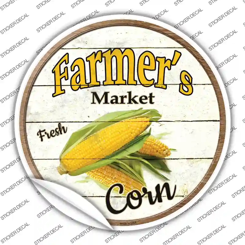 Farmers Market Corn Novelty Circle Sticker Decal