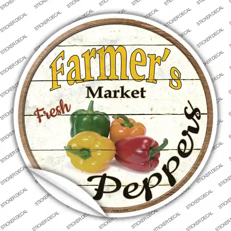 Farmers Market Peppers Novelty Circle Sticker Decal