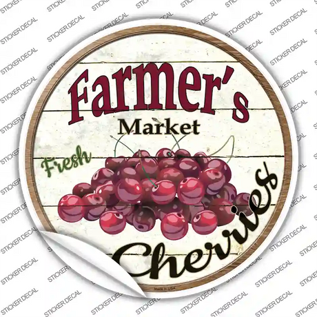 Farmers Market Cherries Novelty Circle Sticker Decal