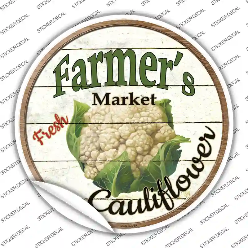 Farmers Market Cauliflower Novelty Circle Sticker Decal