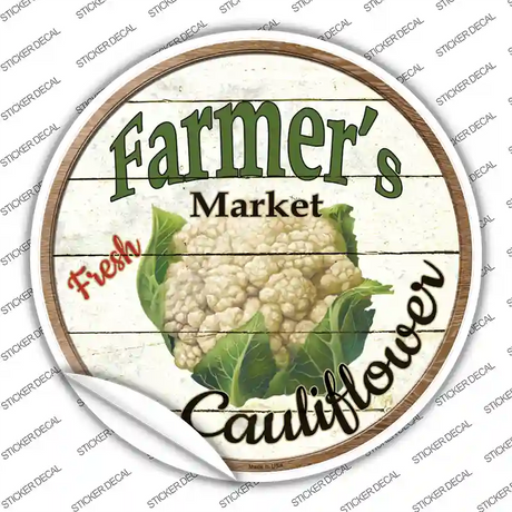 Farmers Market Cauliflower Novelty Circle Sticker Decal