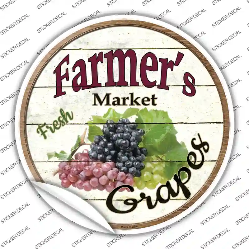 Farmers Market Grapes Novelty Circle Sticker Decal