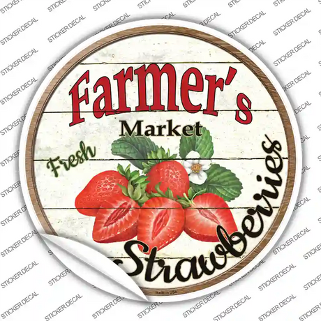 Farmers Market Strawberries Novelty Circle Sticker Decal