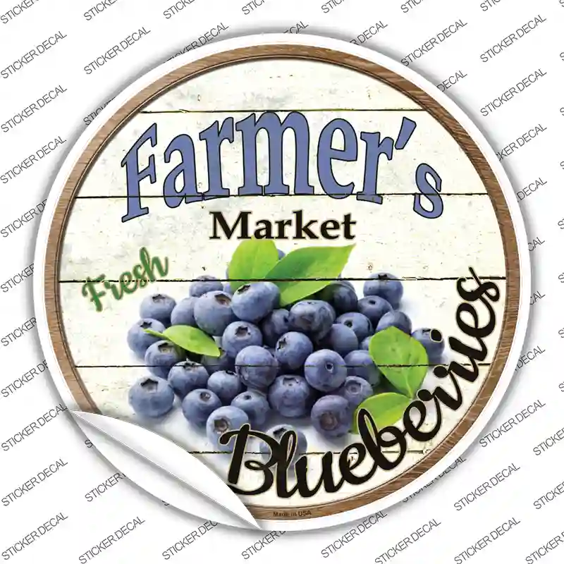 Farmers Market Blueberries Novelty Circle Sticker Decal