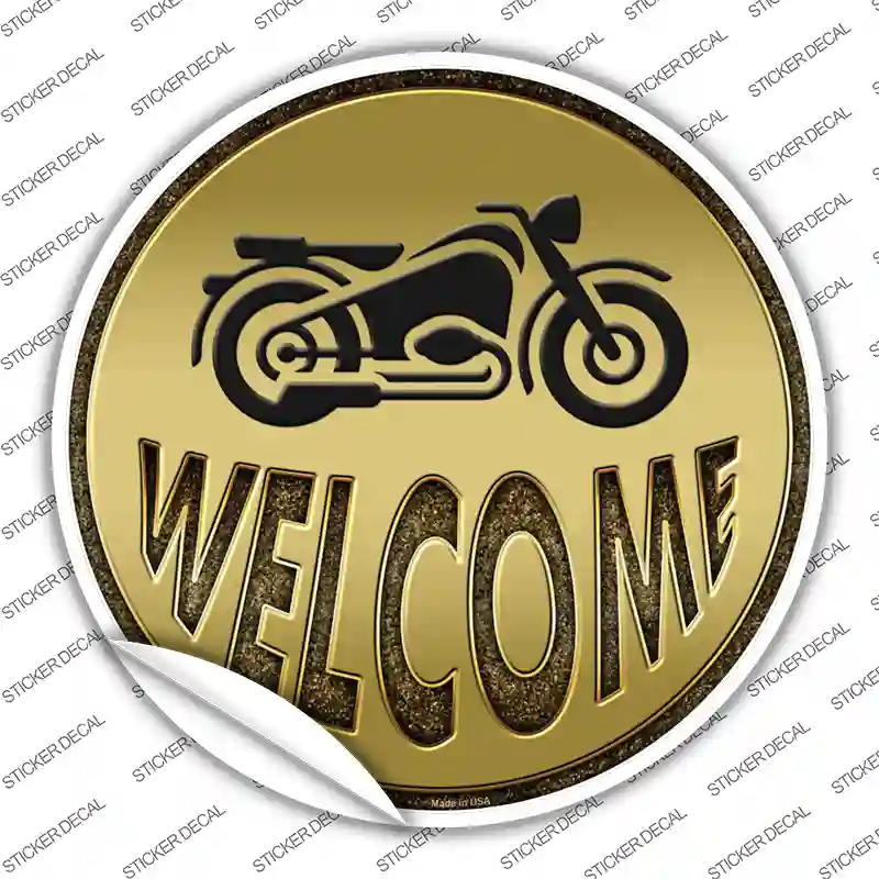 Welcome With Motorcycle Novelty Circle Sticker Decal