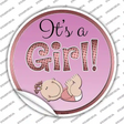 Its A Girl Novelty Circle Sticker Decal