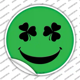 Shamrock Smiling Face Novelty Circle Sticker Decal