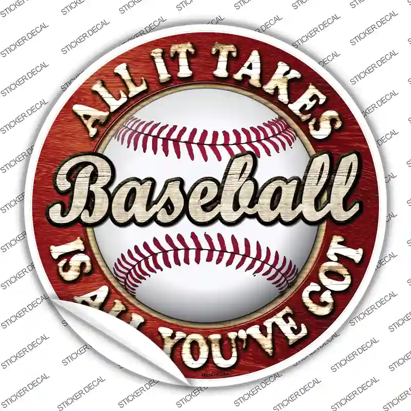 Baseball Novelty Circle Sticker Decal