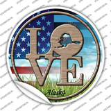 Love Alaska Novelty Circle Sticker Decal