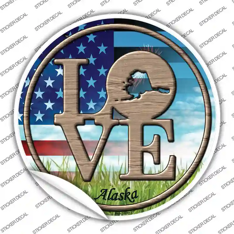 Love Alaska Novelty Circle Sticker Decal