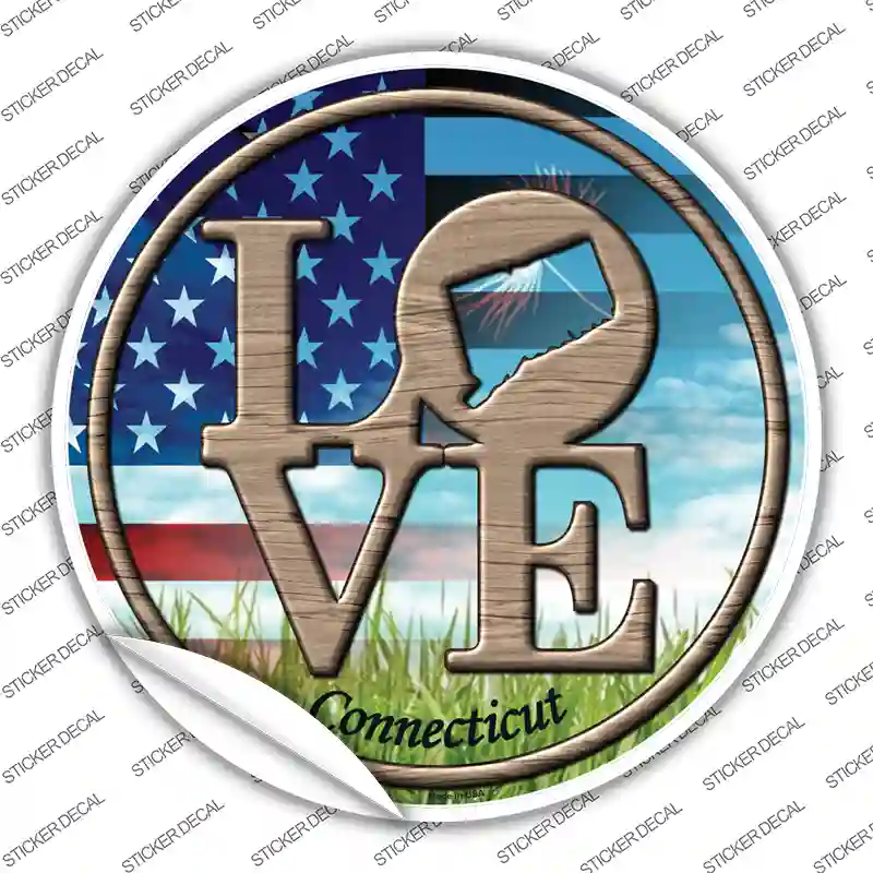 Love Connecticut Novelty Circle Sticker Decal