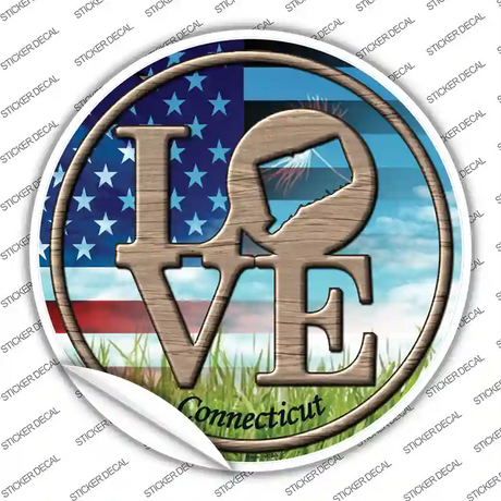 Love Connecticut Novelty Circle Sticker Decal