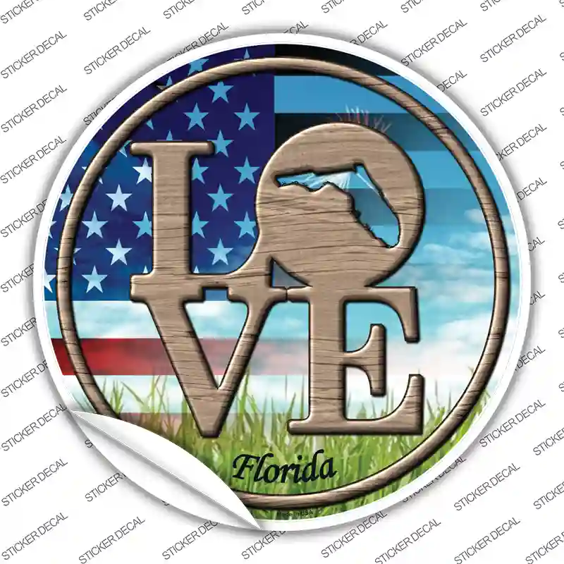 Love Florida Novelty Circle Sticker Decal