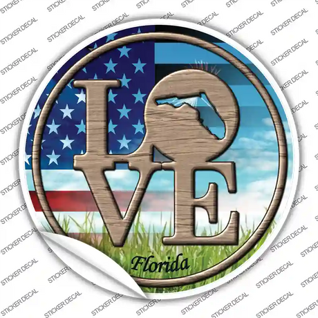 Love Florida Novelty Circle Sticker Decal
