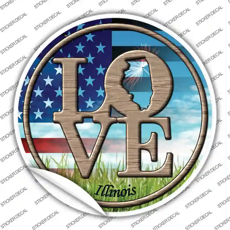 Love Illinois Novelty Circle Sticker Decal