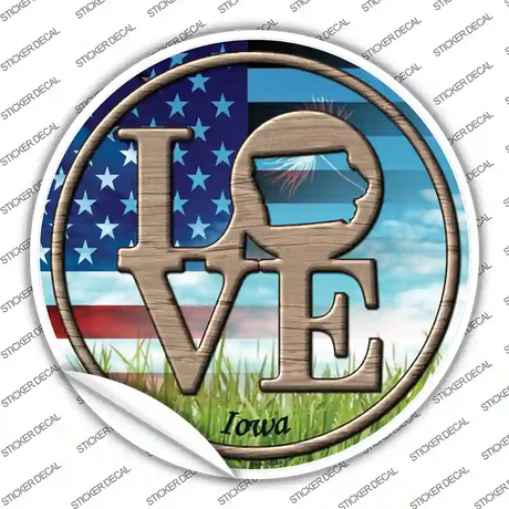 Love Iowa Novelty Circle Sticker Decal