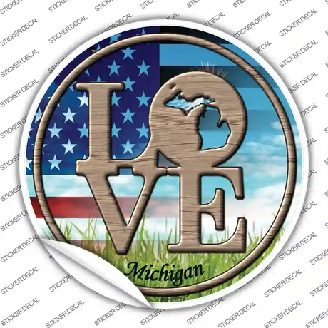 Love Michigan Novelty Circle Sticker Decal