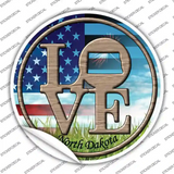 Love North Dakota Novelty Circle Sticker Decal