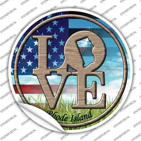Love Rhode Island Novelty Circle Sticker Decal