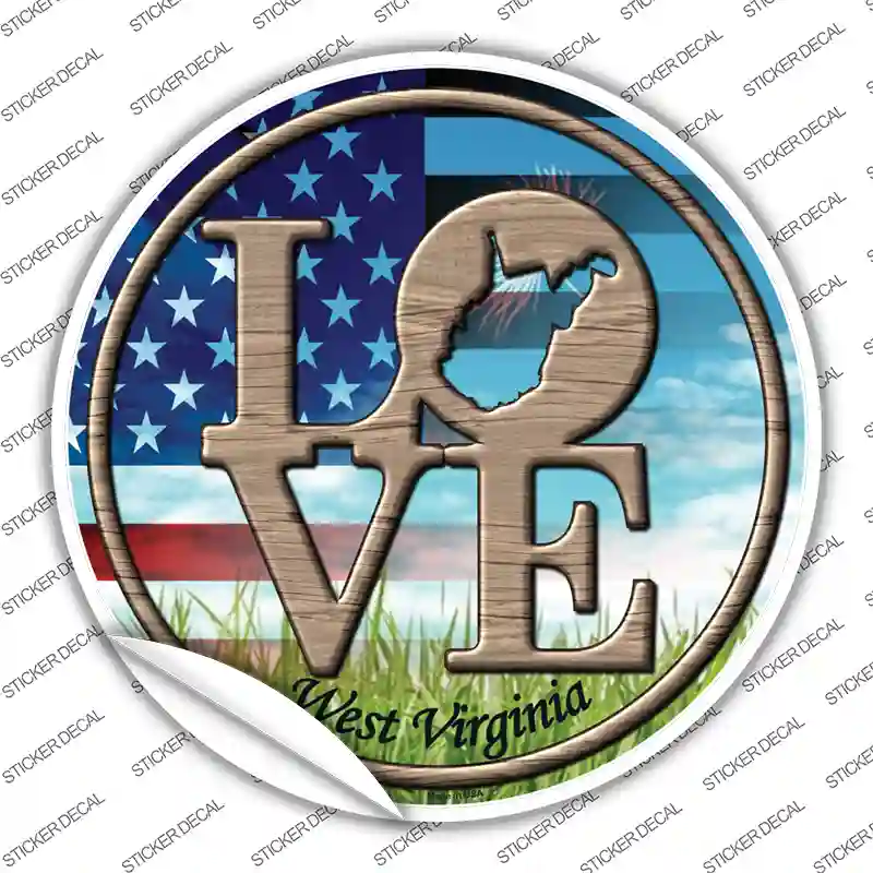 Love West Virginia Novelty Circle Sticker Decal