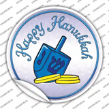 Happy Hanukkah Dreidel Novelty Circle Sticker Decal