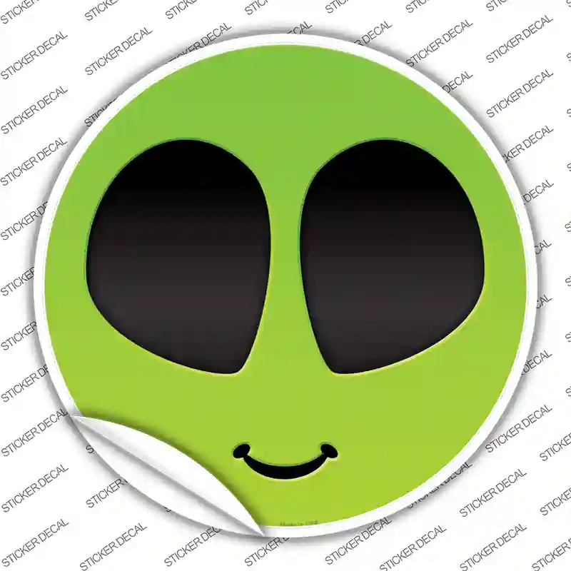 Alien Smile Face Novelty Circle Sticker Decal