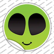 Alien Smile Face Novelty Circle Sticker Decal