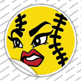 Angry Softball Novelty Circle Sticker Decal