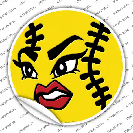 Angry Softball Novelty Circle Sticker Decal
