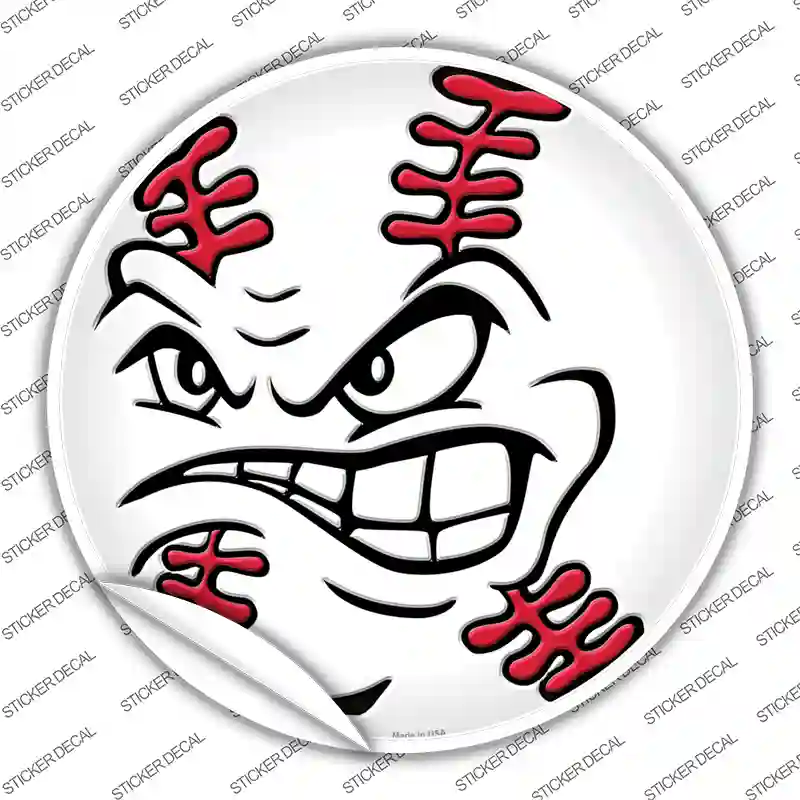 Angry Baseball Novelty Circle Sticker Decal