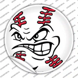 Angry Baseball Novelty Circle Sticker Decal