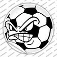 Angry Soccer Ball Novelty Circle Sticker Decal