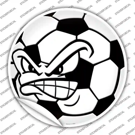 Angry Soccer Ball Novelty Circle Sticker Decal