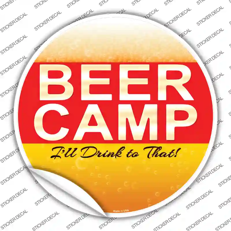 Beer Camp Novelty Circle Sticker Decal