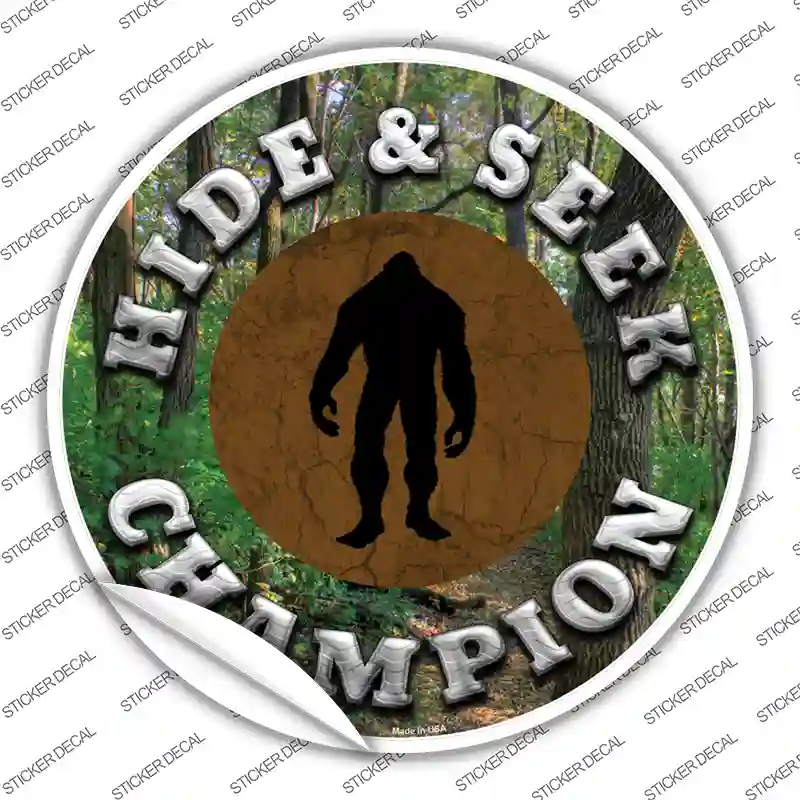 Hide and Seek Champion Bigfoot Novelty Circle Sticker Decal