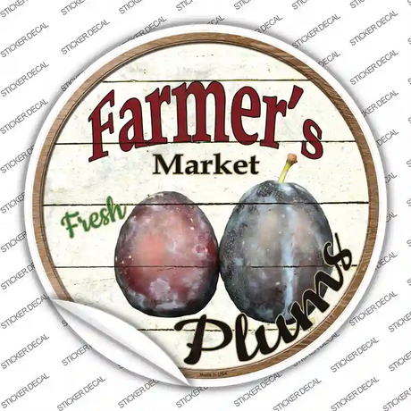 Farmers Market Plum Novelty Circle Sticker Decal