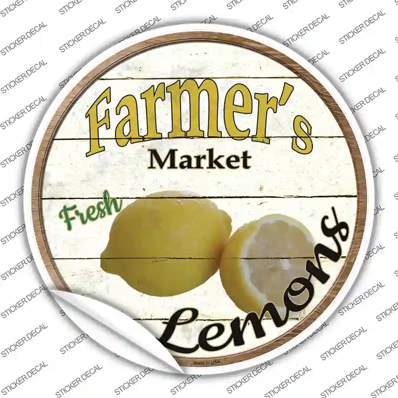 Farmers Market Lemons Novelty Circle Sticker Decal