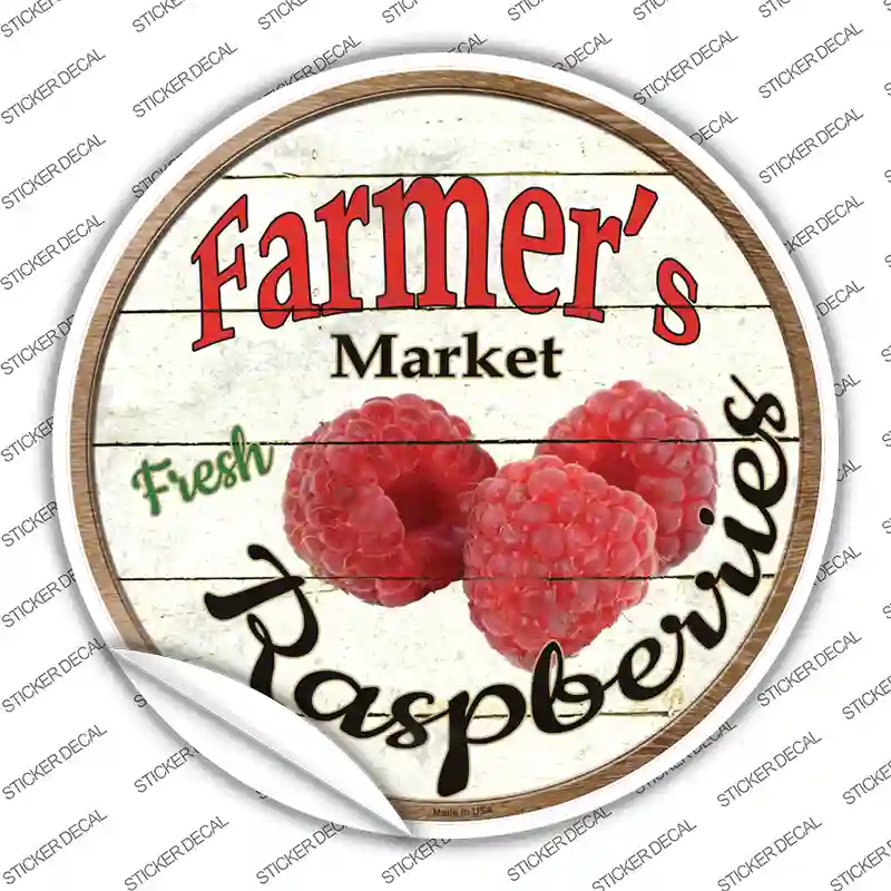 Farmers Market Raspberries Novelty Circle Sticker Decal