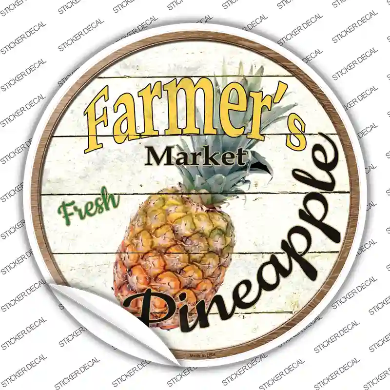 Farmers Market Pineapple Novelty Circle Sticker Decal