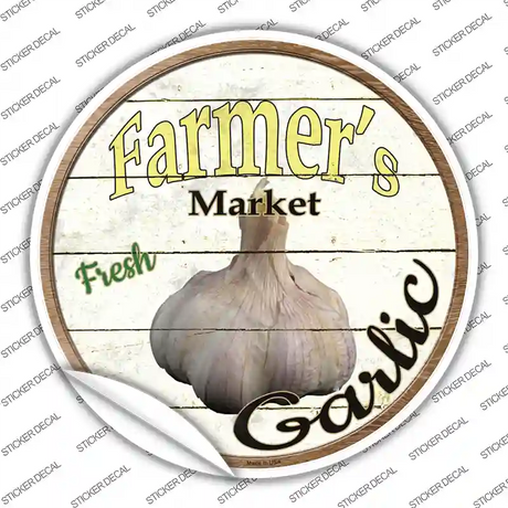 Farmers Market Garlic Novelty Circle Sticker Decal