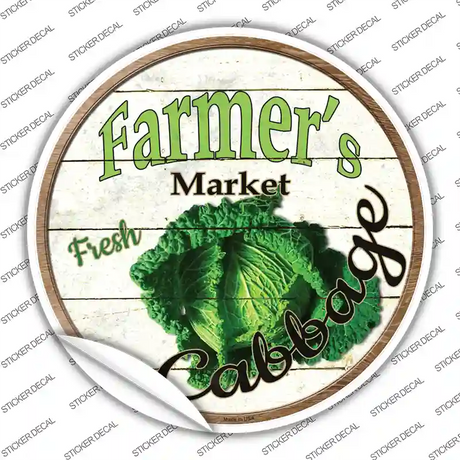 Farmers Market Cabbage Novelty Circle Sticker Decal