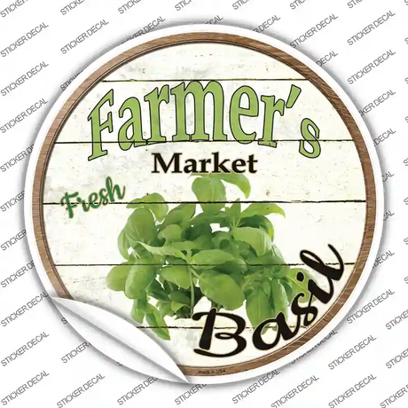 Farmers Market Basil Novelty Circle Sticker Decal