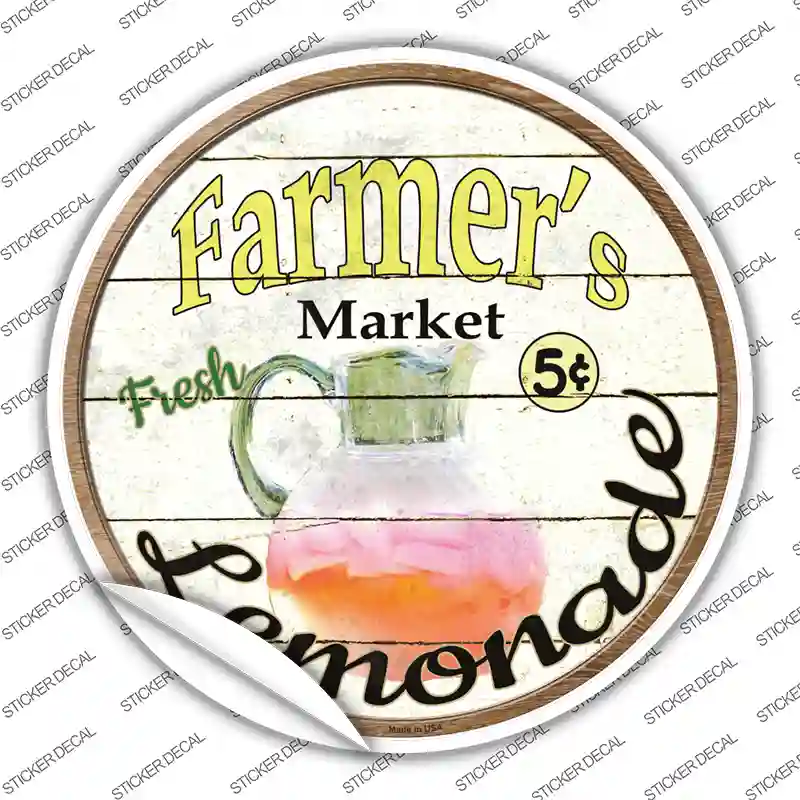 Farmers Market Lemonade Novelty Circle Sticker Decal